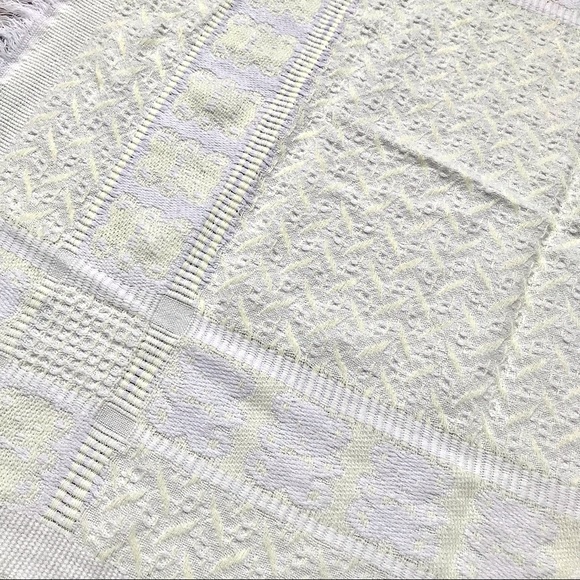 Vintage Japan teddy bear baby receiving knit blanket All Mine kawaii pastel - Picture 5 of 7